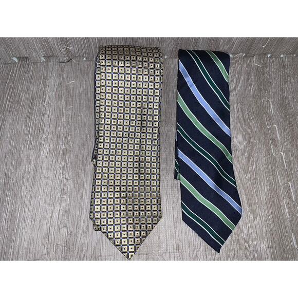 Chaps‎ Men's Multicolor Striped Silk Necktie Set 2 Piece Classic - Picture 1 of 6